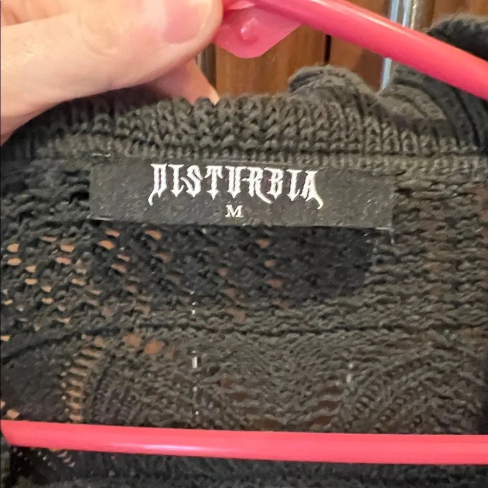Disturbia Whimsickle Tie Close Black Cardigan Crochet - Picture 6 of 8